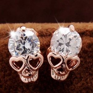 Cz skull earrings
